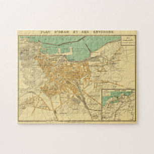 Vintage Map of Oran Algeria (1913) Jigsaw Puzzle