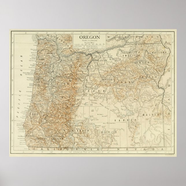 Vintage Map of Oregon (1911) Poster (Front)