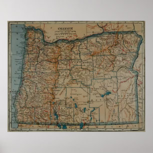 Vintage Map of Oregon (1921) Poster