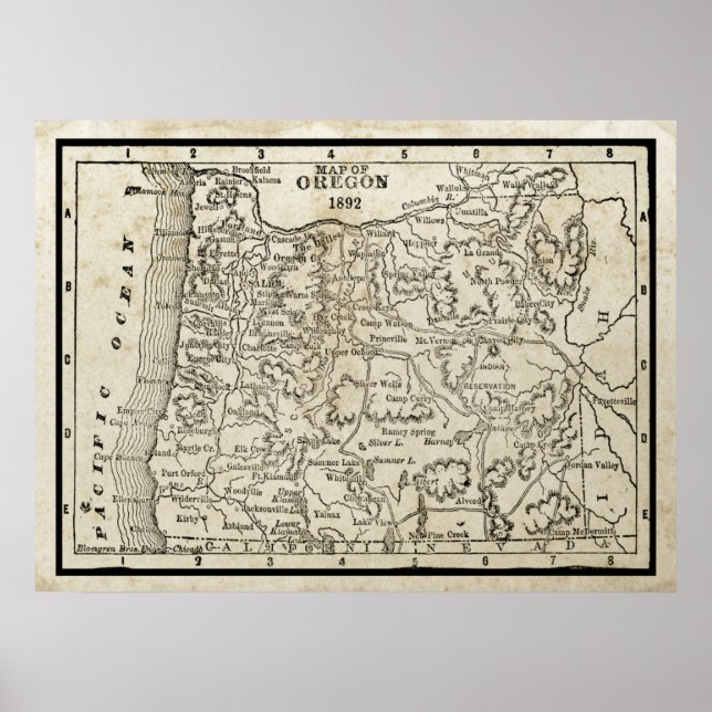 Vintage Map of Oregon Poster (Front)
