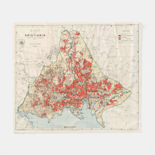 Vintage Map of Oslo Norway (1911) Fleece Blanket