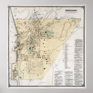 Vintage Map of Ossining NY (1867) Poster
