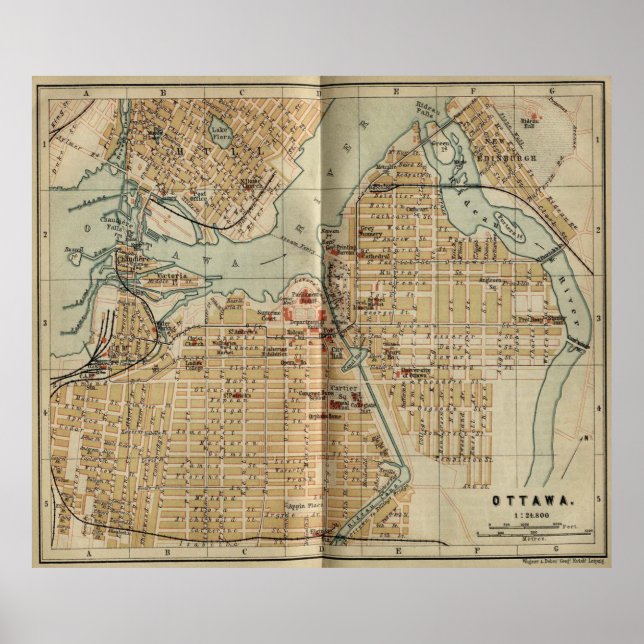 Vintage Map of Ottawa Canada (1894) Poster (Front)