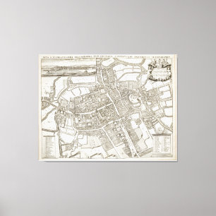 Vintage Map of Oxford England (1675) Canvas Print