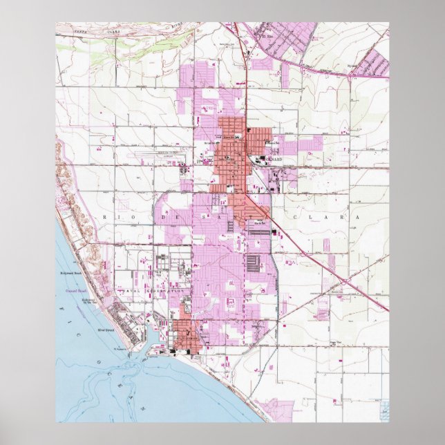 Vintage Map of Oxnard California (1949) Poster (Front)