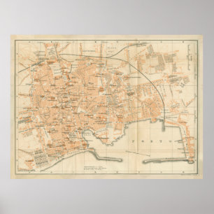 Vintage Map of Palermo Italy (1900) Poster