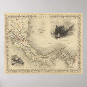 Vintage Map of Panama (1851) Poster