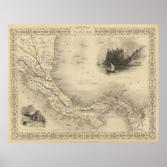 Vintage Map of Panama (1851) Poster (Front)