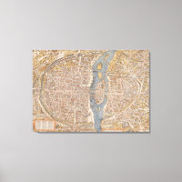 Vintage Map of Paris (1550)