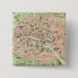Vintage Map of Paris (1920) 15 Cm Square Badge