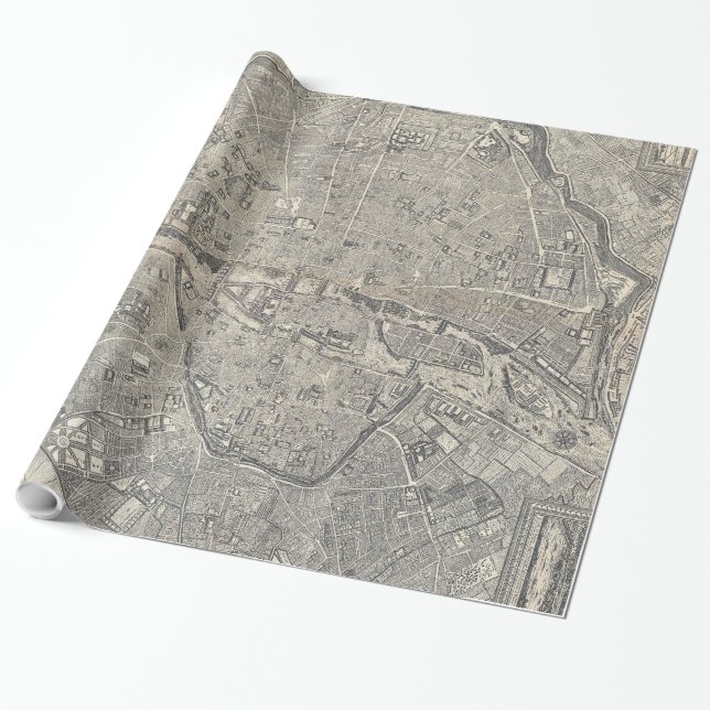 Vintage Map of Paris France (1652) Wrapping Paper (Unrolled)