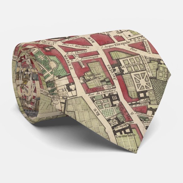 Vintage Map of Paris France (1784) Tie (Rolled)
