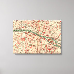 Vintage Map of Paris France (1910) Canvas Print