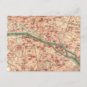 Vintage Map of Paris France (1910) Postcard