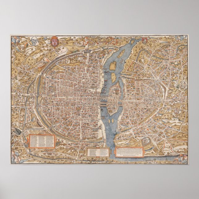 Vintage Map of Paris France Canvas Print (Front)
