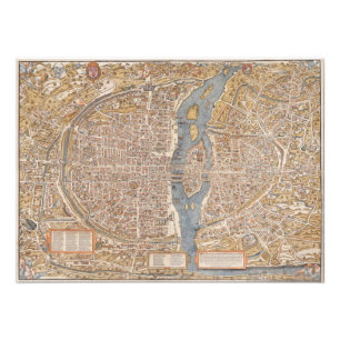 Vintage Map of Paris France Canvas Print