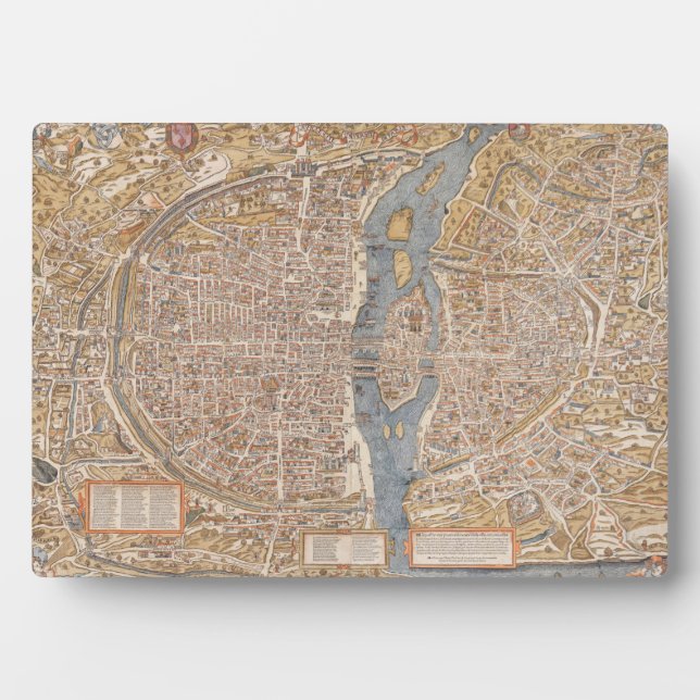 Vintage Map of Paris France Canvas Print Plaque (Front)