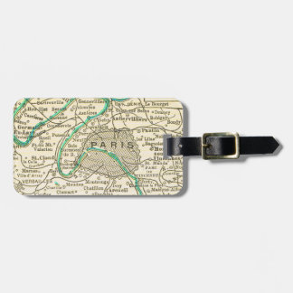 Vintage Map of PARIS Luggage Tag