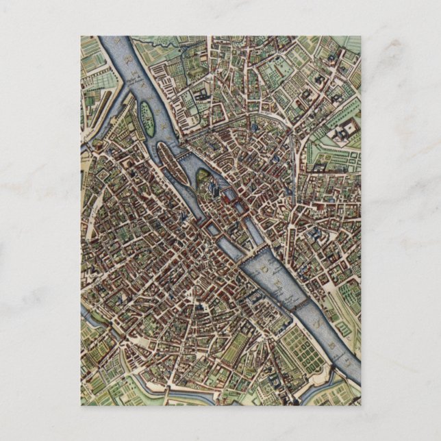 Vintage Map of Paris Postcard (Front)