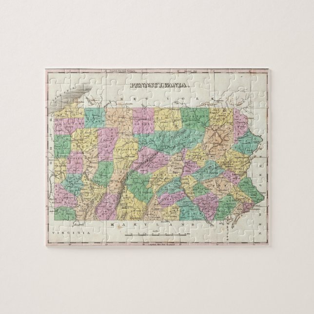 Vintage Map of Pennsylvania (1827) Jigsaw Puzzle (Horizontal)