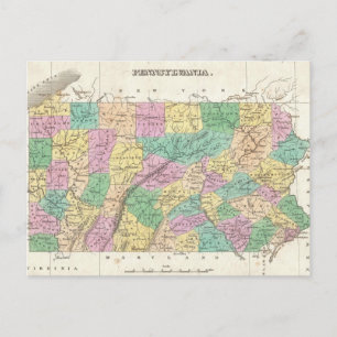 Vintage Map of Pennsylvania (1827) Postcard