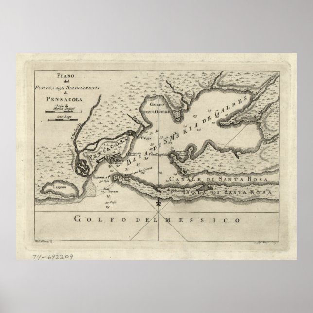 Vintage Map of Pensacola Florida (1763) Poster (Front)