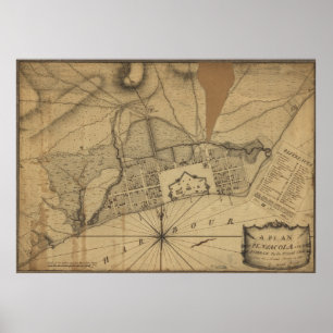 Vintage Map of Pensacola Florida (1778) Poster