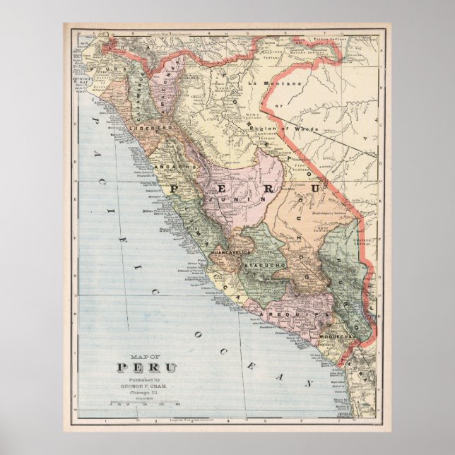 Vintage Map of Peru (1901) Poster (Front)