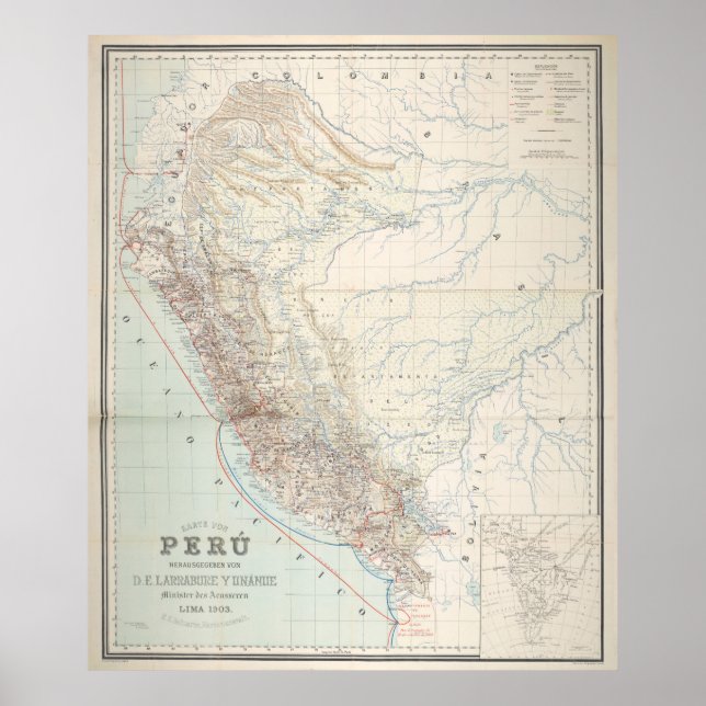 Vintage Map of Peru (1903) Poster (Front)