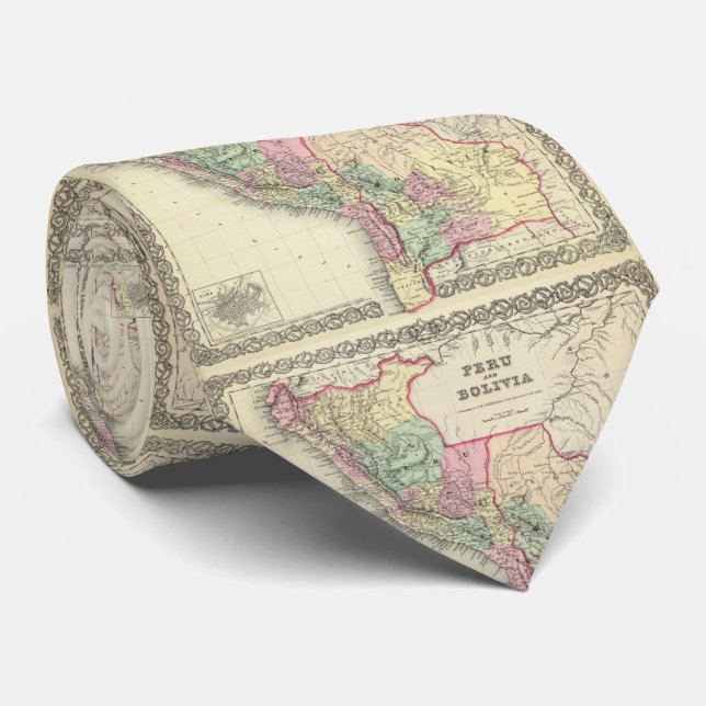 Vintage Map of Peru and Bolivia (1856) Tie (Rolled)