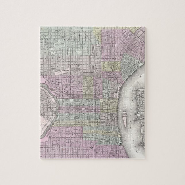 Vintage Map of Philadelphia (1855) Jigsaw Puzzle (Vertical)