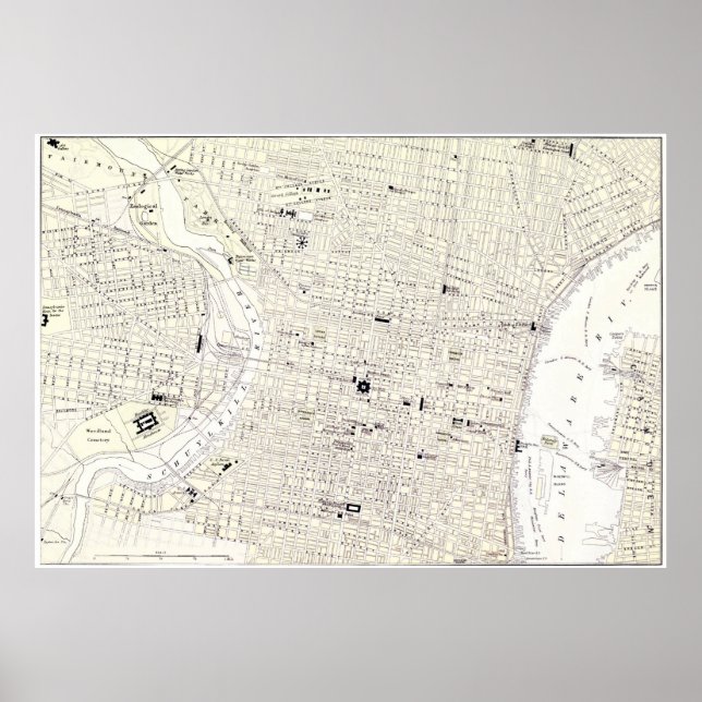 Vintage Map of Philadelphia (1885) Poster (Front)