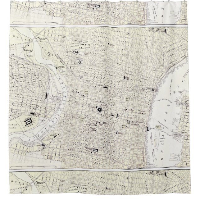 Vintage Map of Philadelphia (1885) Shower Curtain (Front)