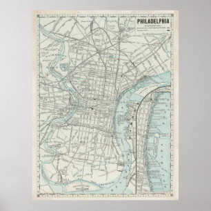 Vintage Map of Philadelphia PA (1889) Poster