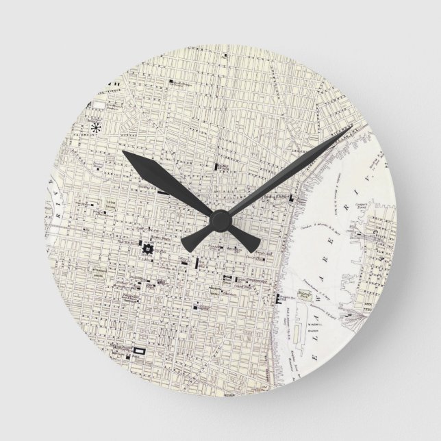 Vintage Map of Philadelphia Round Clock (Front)