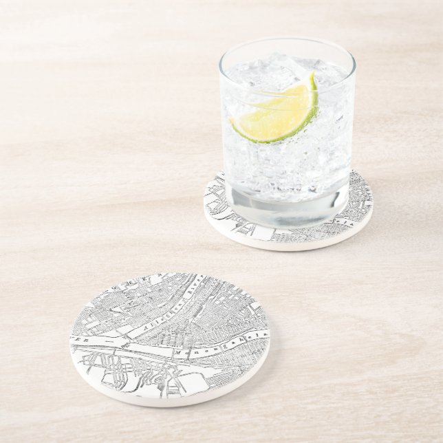 Vintage Map of Pittsburgh (1885) Coaster (Side)