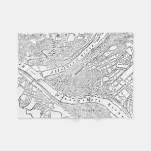 Vintage Map of Pittsburgh (1885) Fleece Blanket
