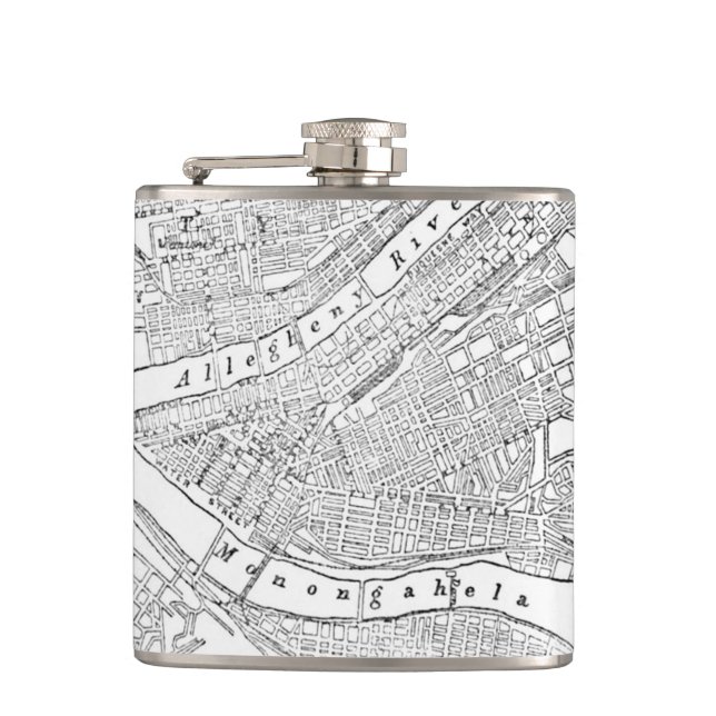 Vintage Map of Pittsburgh (1885) Hip Flask (Front)