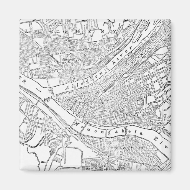 Vintage Map of Pittsburgh (1885) Magnet (Front)