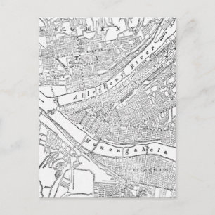 Vintage Map of Pittsburgh (1885) Postcard