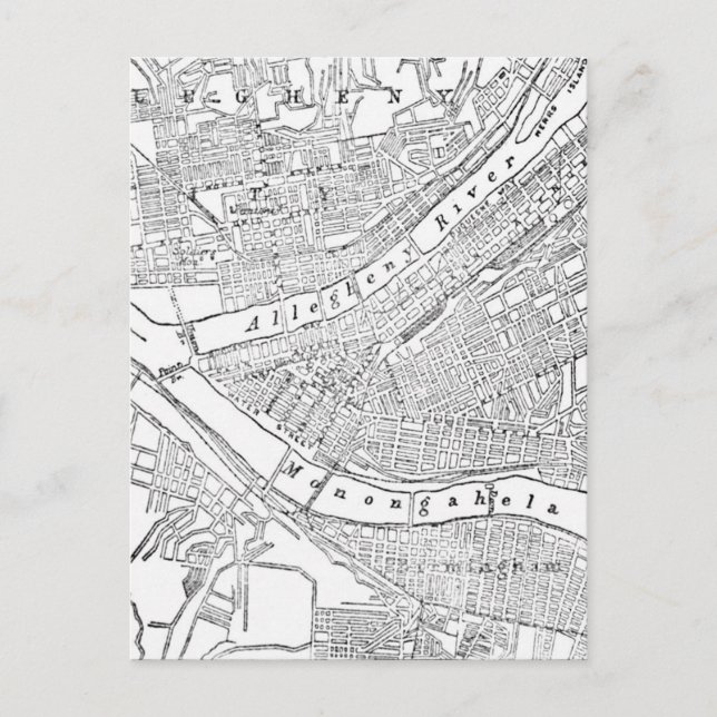 Vintage Map of Pittsburgh (1885) Postcard (Front)