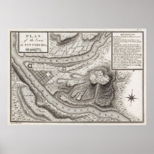Vintage Map of Pittsburgh PA (1796) Poster