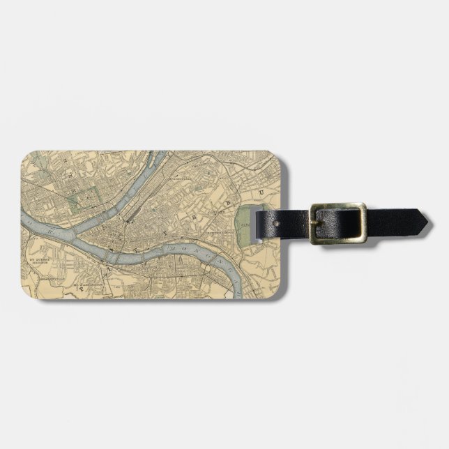 Vintage Map of Pittsburgh PA (1891) Luggage Tag (Front Horizontal)