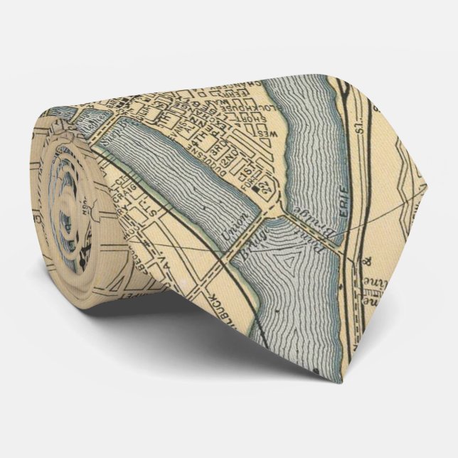 Vintage Map of Pittsburgh PA (1891) Tie (Rolled)