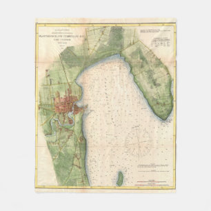 Vintage Map of Plattsburgh New York (1872) Fleece Blanket