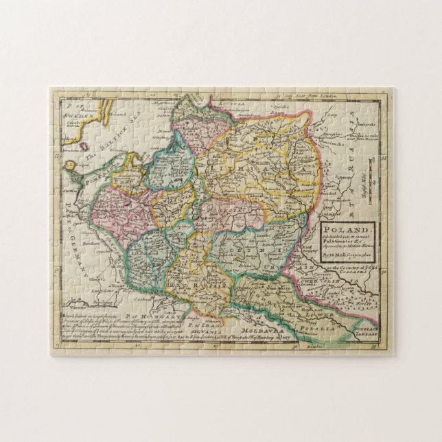 Vintage Map of Poland (1736) Jigsaw Puzzle (Horizontal)