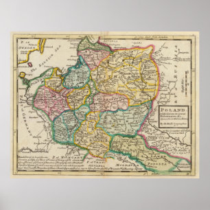 Vintage Map of Poland (1736) Poster