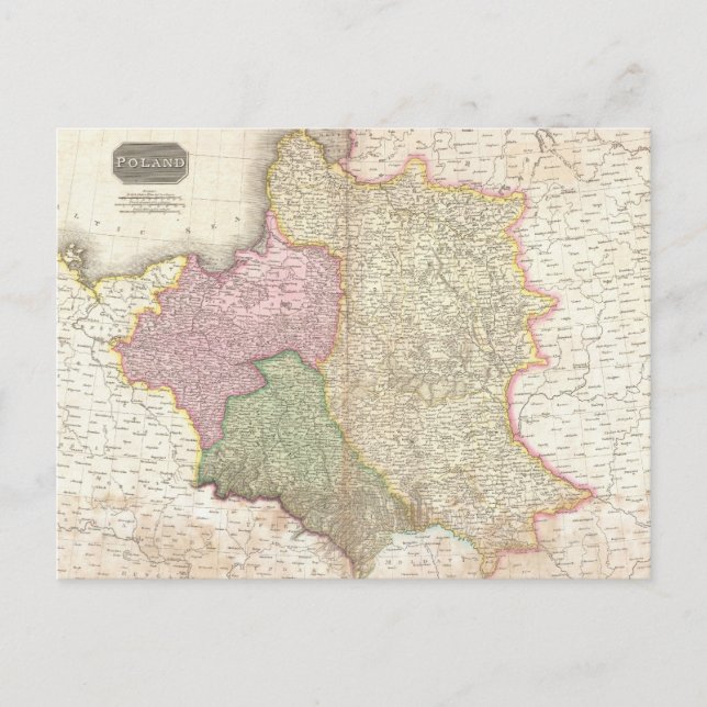 Vintage Map of Poland (1818) Postcard (Front)