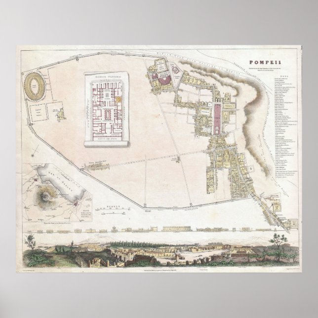 Vintage Map of Pompeii Italy (1832) Poster (Front)
