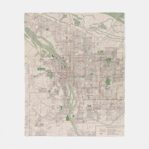 Vintage Map of Portland Oregon (1912) Fleece Blanket